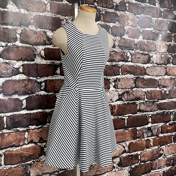 Club Monaco Dress A-Line Sleeveless Striped Blue Size 2 - Picture 7 of 15